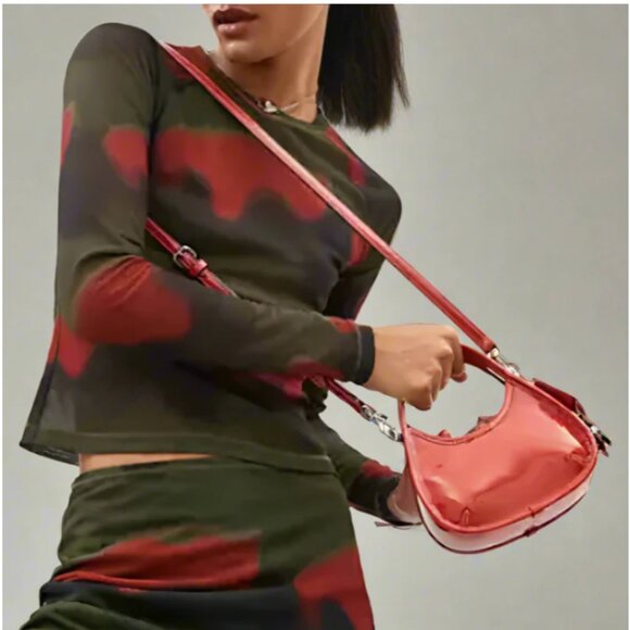 Coach Coachtopia Mini Ergo Crinkle Patent Bag Deep Orange CQ832 - Picture 5 of 12